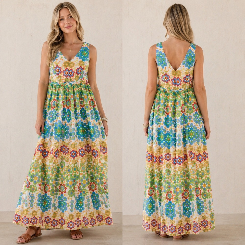 ModCloth Retro‎ Floral Sleeveless Maxi Dress Size 1X